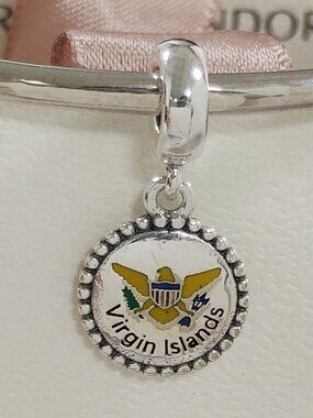 Pandora US Virgin Islands Country Flag Exclusive Dangle Charm with box